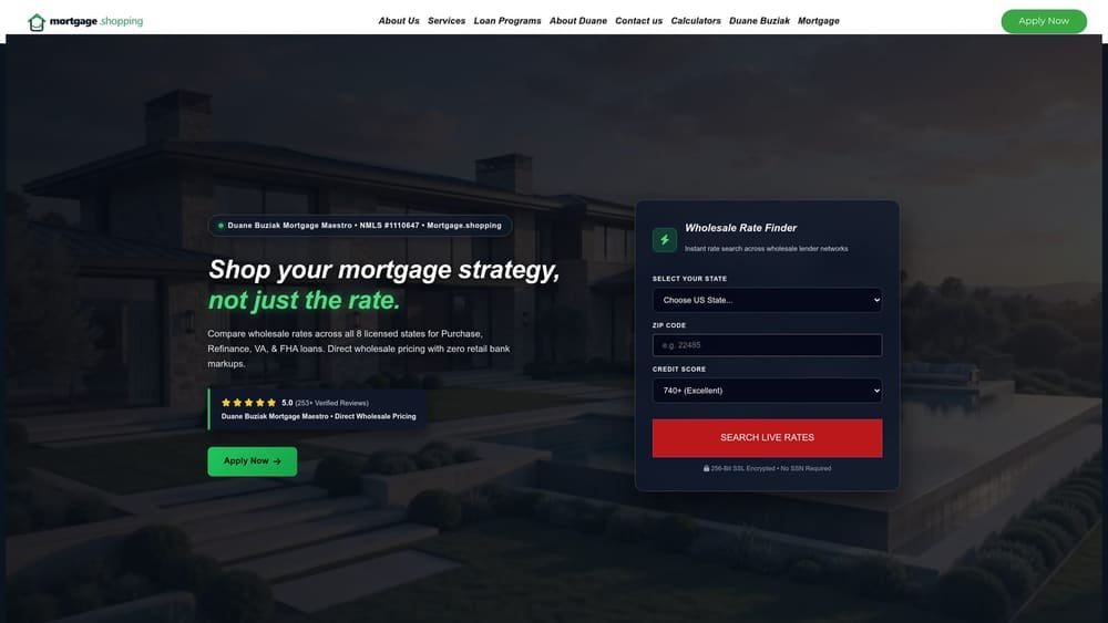 Screenshot of Mortgage Shopping website
