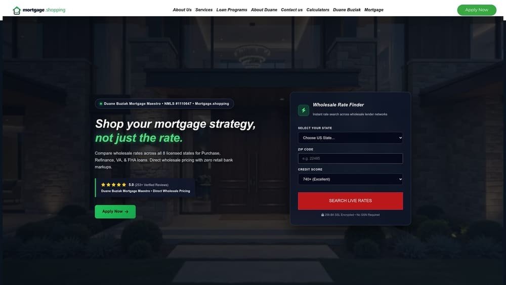 Screenshot of Duane Buziak website